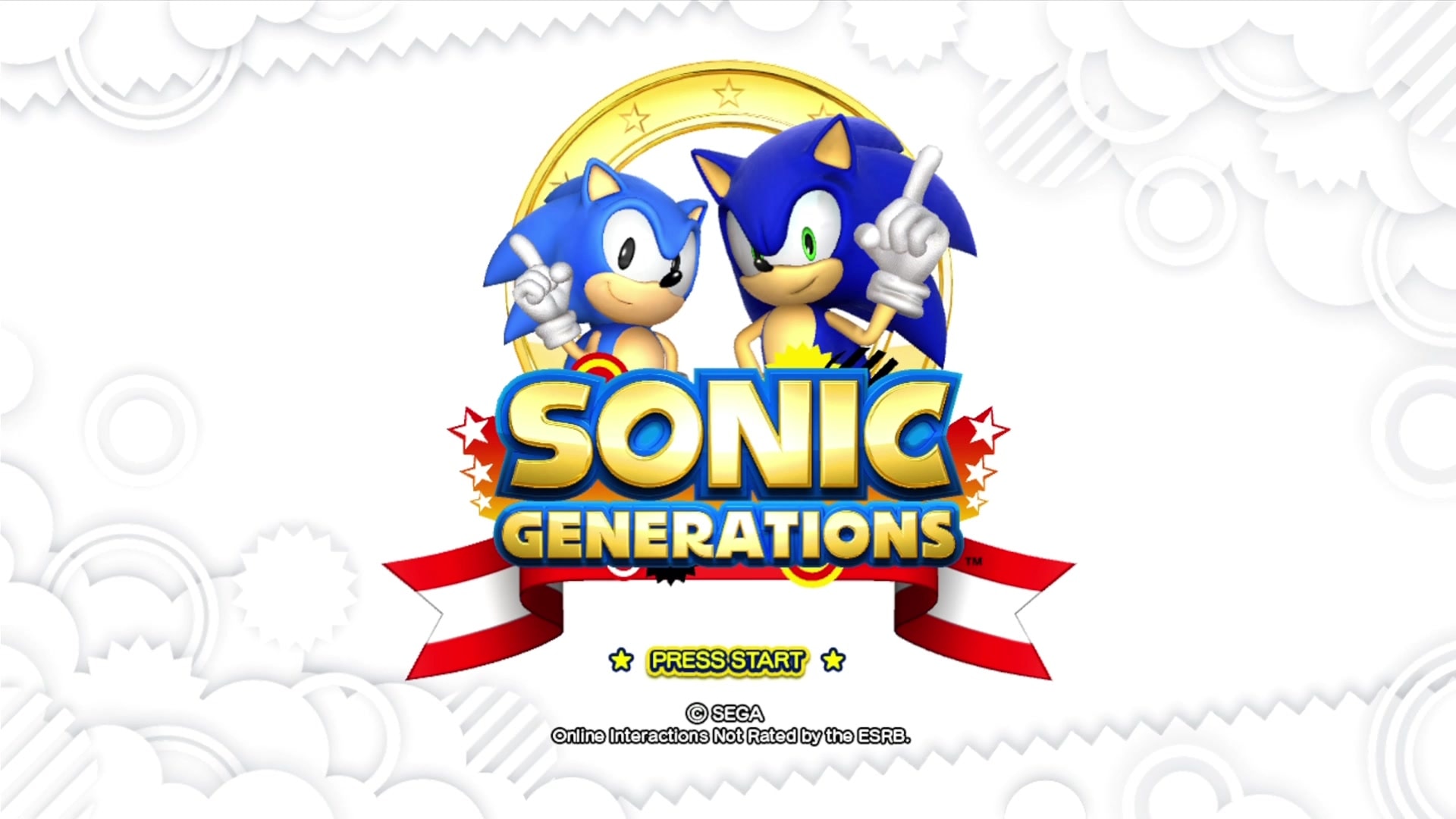 Sonic Generations title screen for Xbox 360
